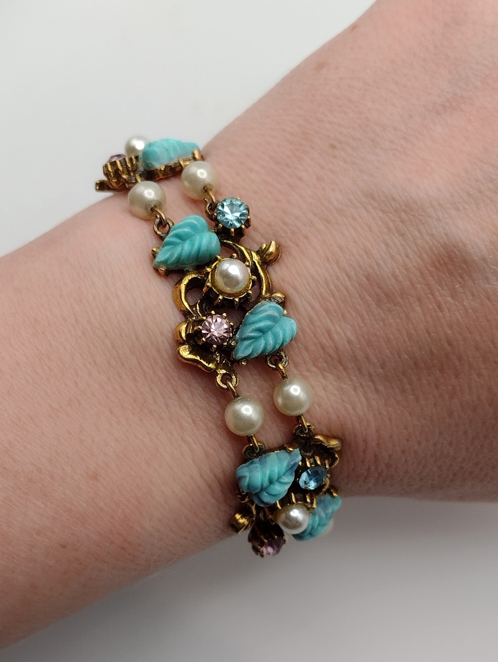RARE Vintage 1950s Gold Plated Necklace, Bracelet & Clip Earring Set - Florenza - Picture 6 of 16